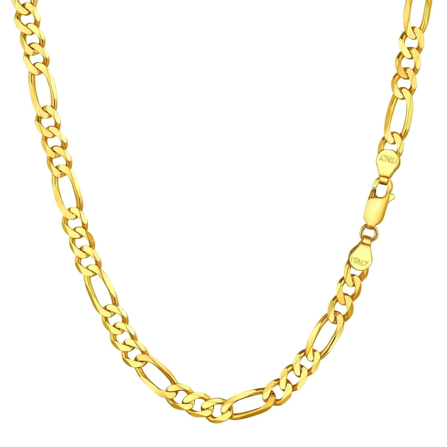 14K Gold Plated Italian 5MM Cut Figaro Necklace for Women Men, 925 Silver, Classic Style, Daily Wear, Valentine'S Day Birthday Party Gift (With Gift Box)