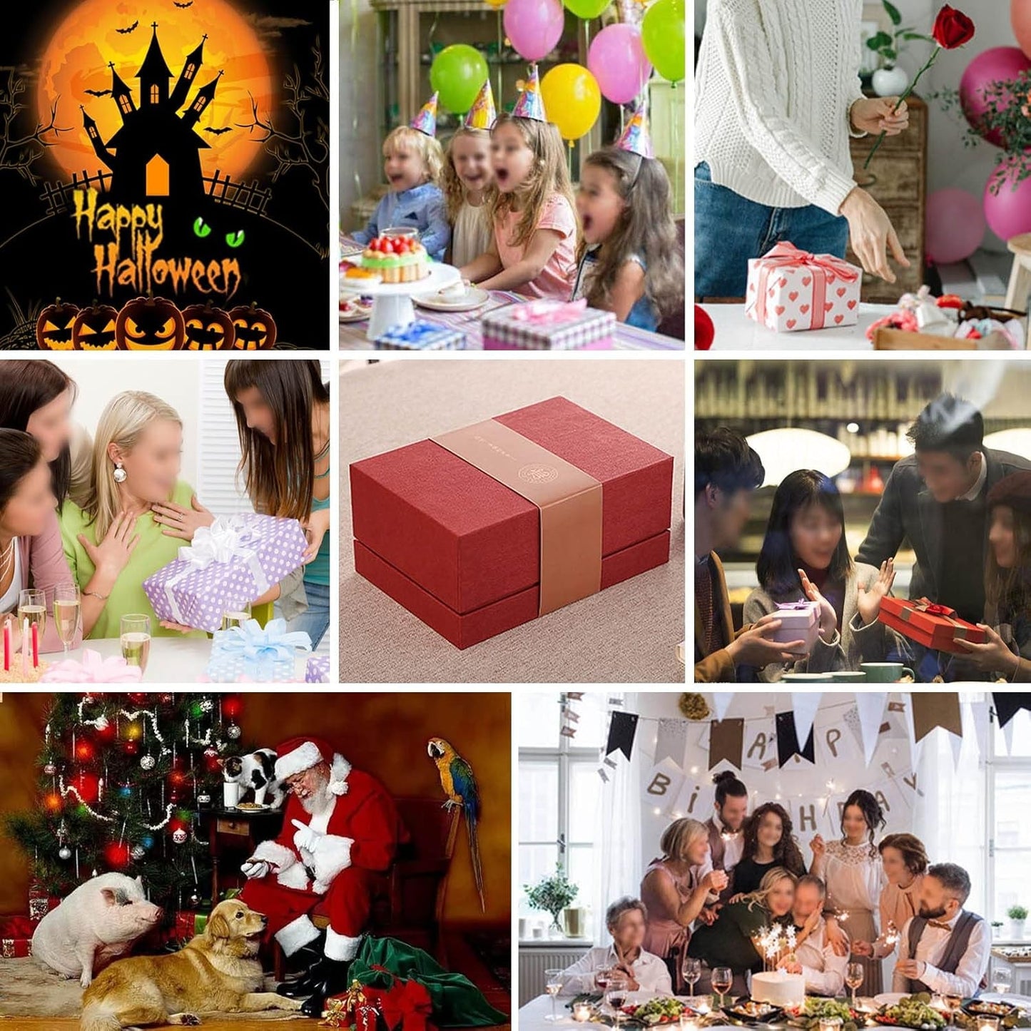 Vintage Wood Jewelry Box Music Box Trinket Box Keepsake Musical Boxs Gifts for Wedding Christmas Birthday Valentine'S Day (Walnut Wood + Rosewood Wood, Tune ; Can'T Help Falling in Love)