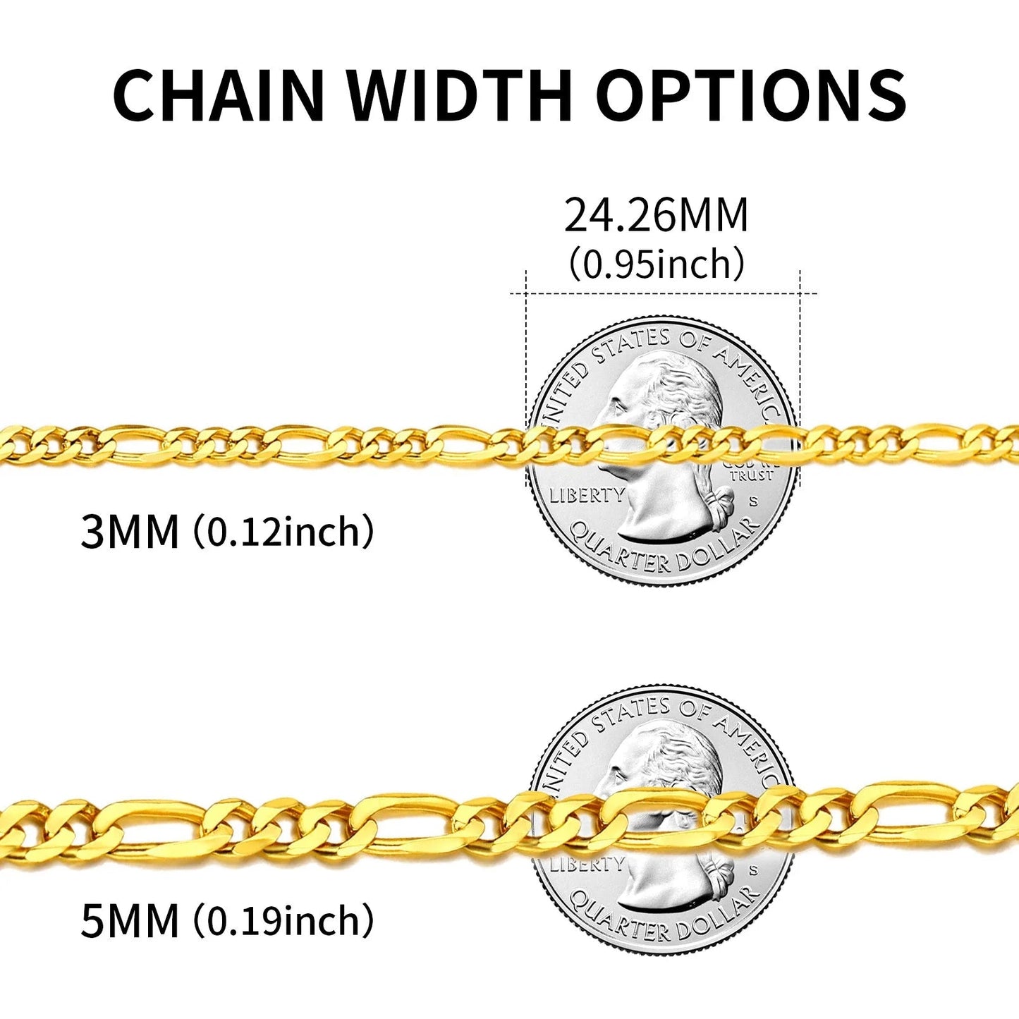 14K Gold Plated Italian 5MM Cut Figaro Necklace for Women Men, 925 Silver, Classic Style, Daily Wear, Valentine'S Day Birthday Party Gift (With Gift Box)