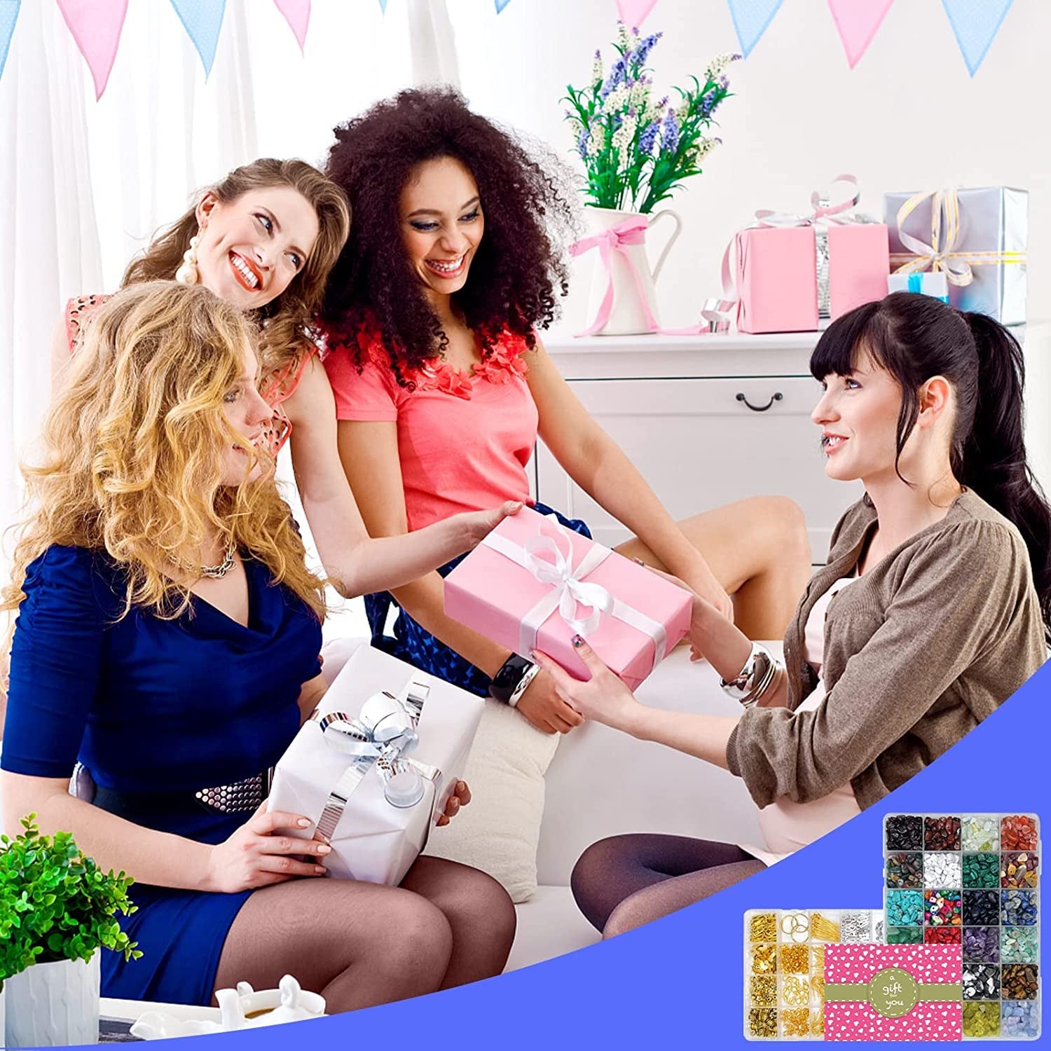 Jewelry Making Kit for - 1760 PC Crystal Beads, 800 PC Jewelry Findings, DIY Br