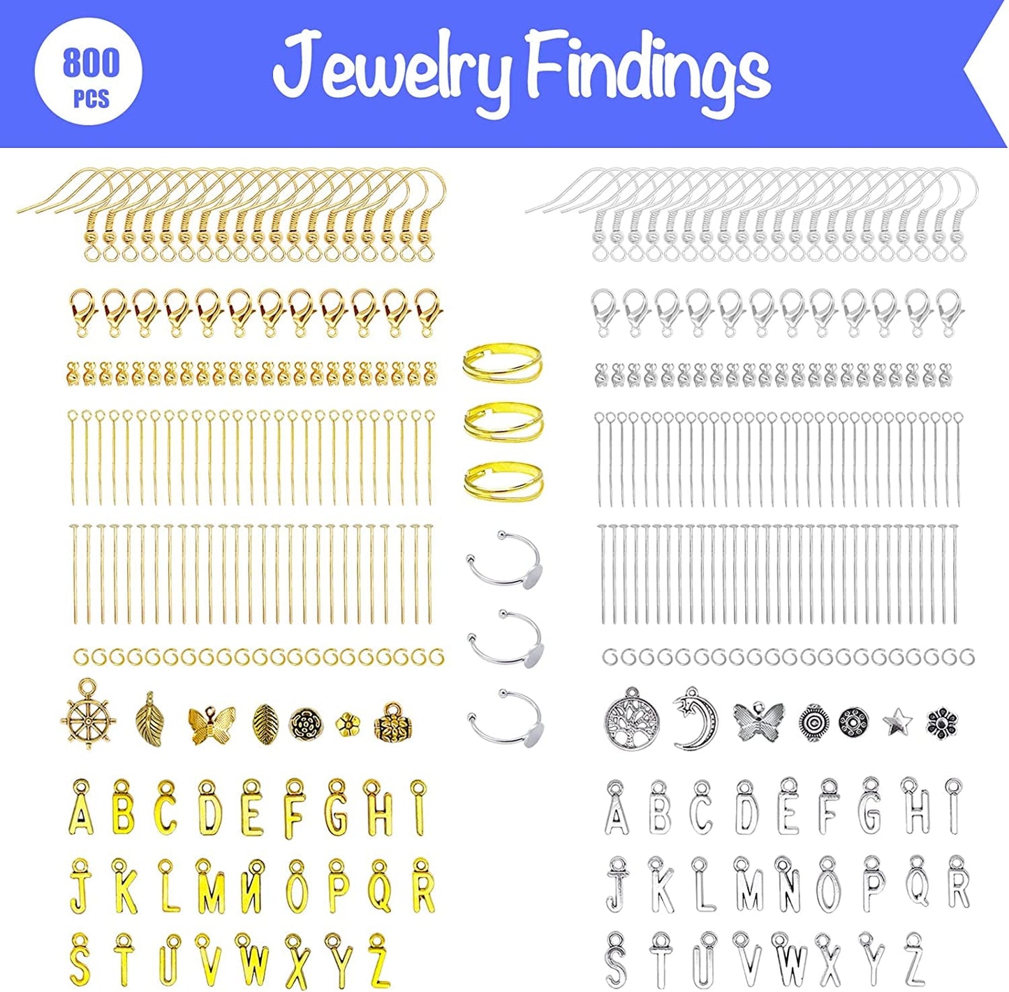 Jewelry Making Kit for - 1760 PC Crystal Beads, 800 PC Jewelry Findings, DIY Br