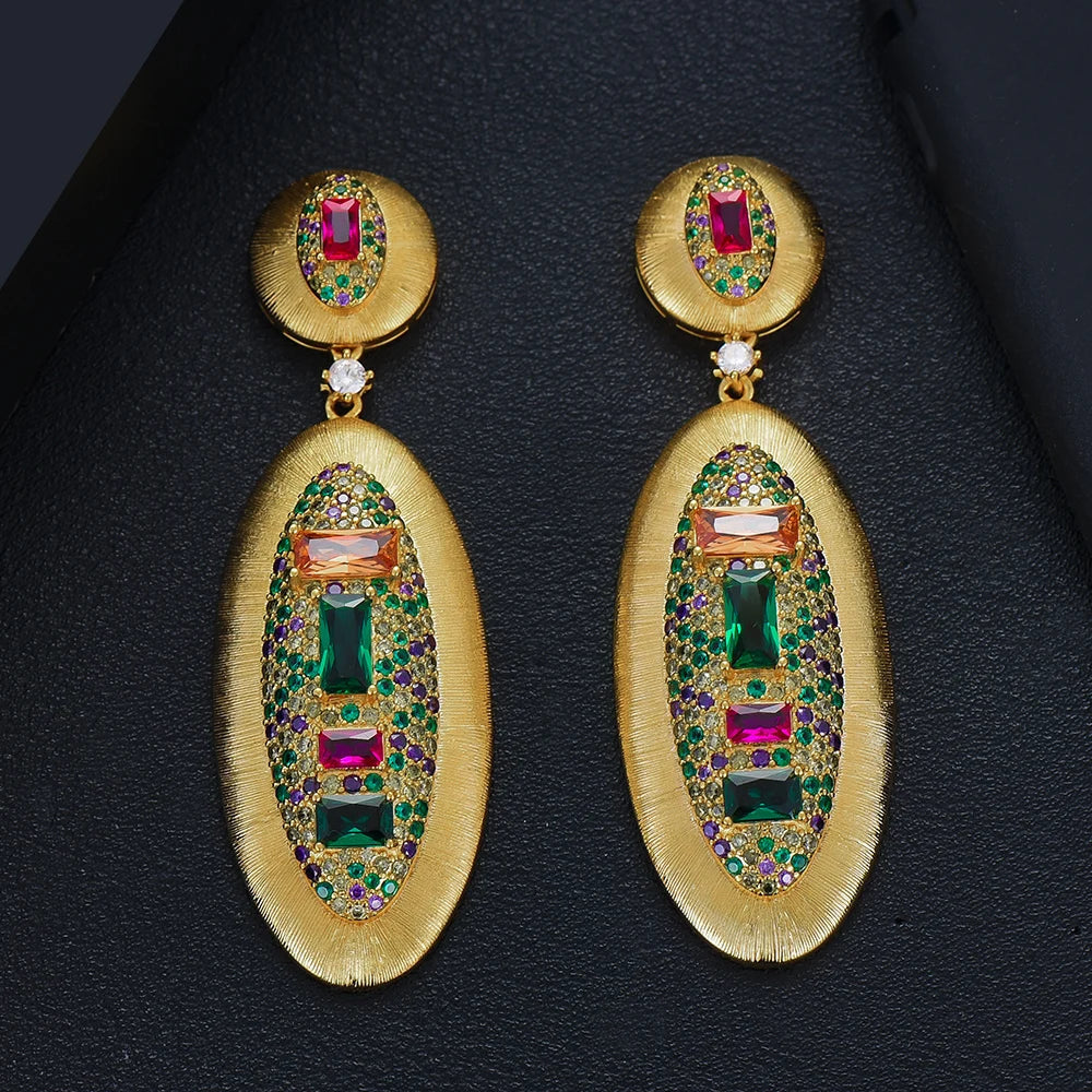 NEW Famous Brand 3Pcs Waterdrop Jewelry Sets for Women Wedding Party Cubic Zircon High End Craft Dubai Bridal Jewelry Set