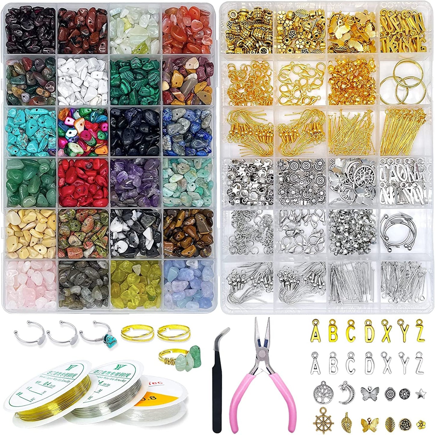 Jewelry Making Kit for - 1760 PC Crystal Beads, 800 PC Jewelry Findings, DIY Br