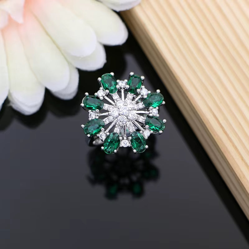 Elegant Women 925 Sterling Silver Jewelry Sets Green Zircon Wedding Party Plant Jewelry Kits Earrings Bracelet Dropshipping Gift