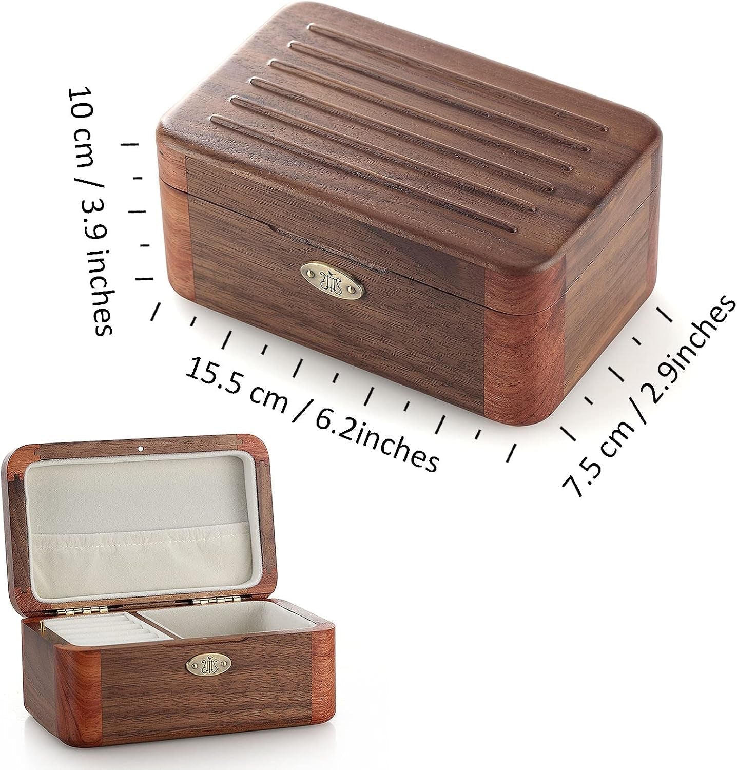 Vintage Wood Jewelry Box Music Box Trinket Box Keepsake Musical Boxs Gifts for Wedding Christmas Birthday Valentine'S Day (Walnut Wood + Rosewood Wood, Tune ; Can'T Help Falling in Love)